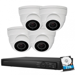 Anpviz 5MP IP POE Security Camera System, 8CH H.265 NVR with 2TB HDD with 4 5MP 2.8-12mm 4X Zoom Audio Outdoor IP POE Dome Cameras Home Security System with Audio Recording, Waterproof, 98ft Night Vision, HIK Connect APP