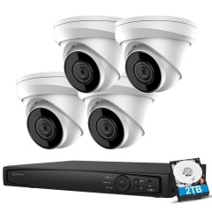 Anpviz 8MP IP PoE Camera Security System, 4pcs 4K HD 8MP Dome POE IP Camera IP67 Outdoor Turret Camera with SD Card Slot, H.265+ 4K 8MP 8CH NVR with 2TB HDD Video Surveillance Network Vedio Recorder System for Recording Plug&Play Hik Connect APP