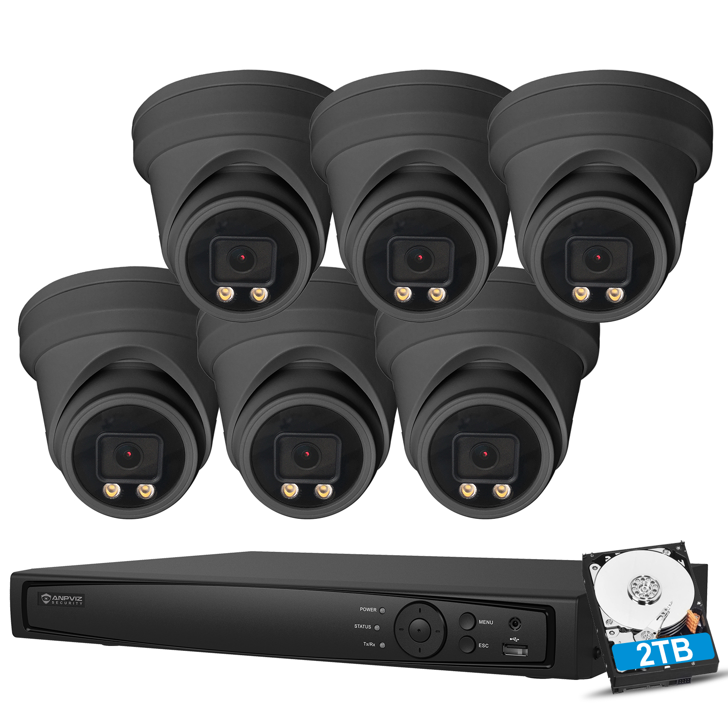 【Full Color Night Vision】Anpviz 5MP POE IP Security Camera System, 6pcs ...