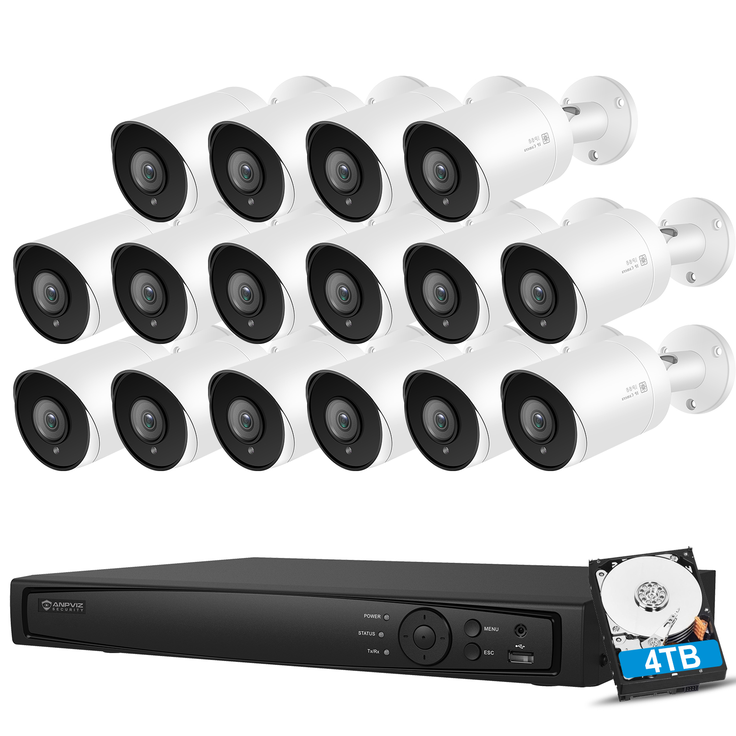 Anpviz 5MP IP PoE Camera Security System, 16pcs 5MP Bullet PoE IP ...