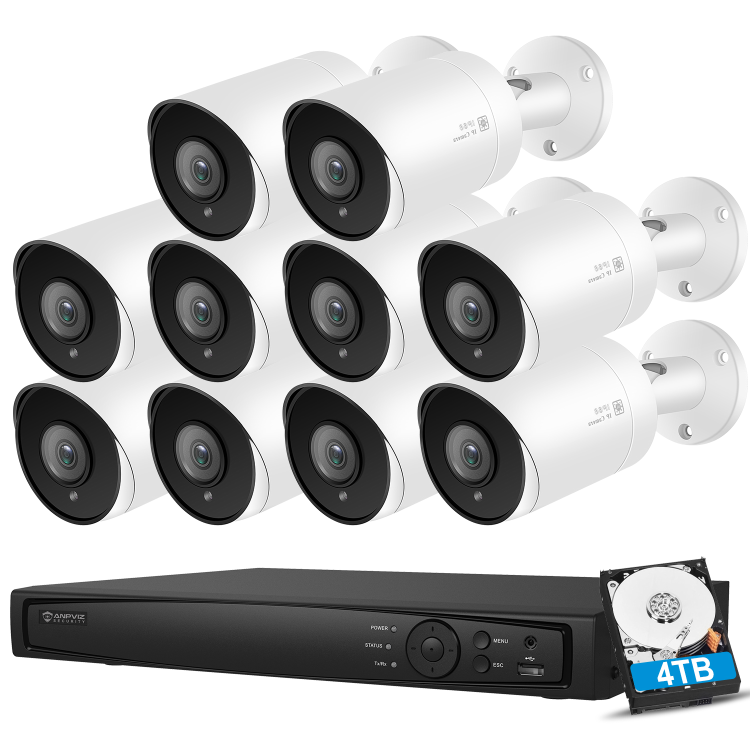 Anpviz Mp Ip Poe Camera Security System Pcs Mp Bullet Poe Ip Cameras Outdoor H K Mp