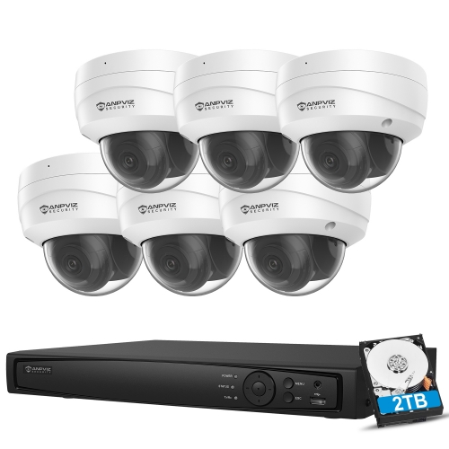 Anpviz 8MP IP POE Security Camera System, 8CH H.265 NVR with 2TB HDD And 6pcs 8MP Outdoor IP POE Turret Cameras Home Security System with Audio Recording, Waterproof, 98ft Night Vision, HIK Connect APP