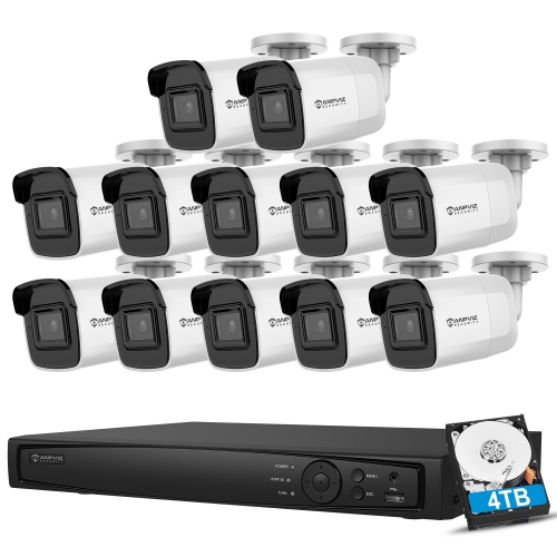 Anpviz 8MP IP POE Security Camera System, 16CH H.265 NVR with 4TB HDD And 12pcs 8MP Outdoor IP POE Bullet Cameras Home Security System with Audio Recording, Waterproof, 98ft Night Vision, HIK Connect APP