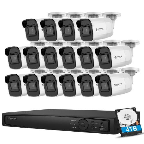 Anpviz 8MP IP POE Security Camera System, 16CH H.265 NVR with 4TB HDD And 16pcs 8MP Outdoor IP POE Bullet Cameras Home Security System with Audio Recording, Waterproof, 98ft Night Vision, HIK Connect APP