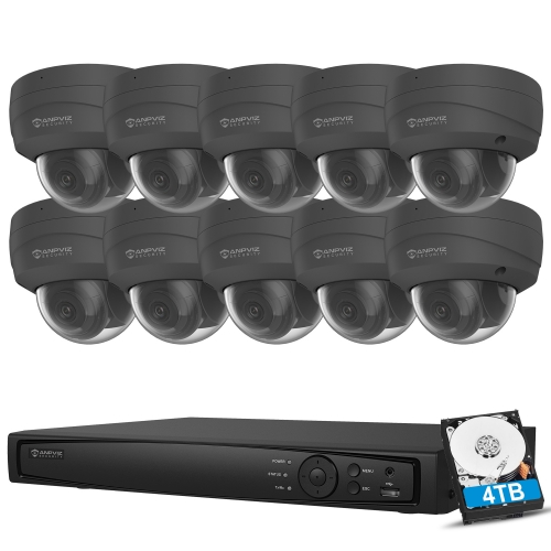 Anpviz 8MP IP POE Security Camera System, 16CH H.265 NVR with 4TB HDD And 10pcs 8MP Outdoor IP POE Turret Cameras Home Security System with Audio Recording, Waterproof, 98ft Night Vision, HIK Connect APP