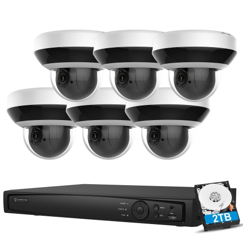 【4X Optical Zoom】Anpviz 4MP IP POE Security Camera System, 8CH 4K H.265 NVR with 2TB HDD and 6pcs 4MP 4X Optical 2.8~12mm Vari-Focal Outdoor IP POE Dome Cameras Home Security System with Audio Recording, Waterproof, 98ft Night Vision, HIK Connect APP