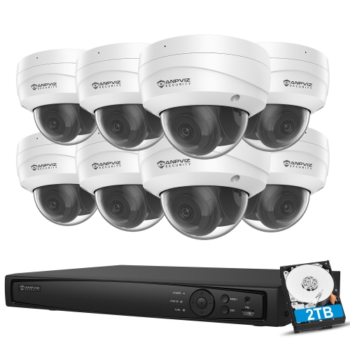 Anpviz 8MP IP POE Security Camera System, 16CH H.265 NVR with 4TB HDD And 8pcs 8MP Outdoor IP POE Turret Cameras Home Security System with Audio Recording, Waterproof, 98ft Night Vision, HIK Connect APP