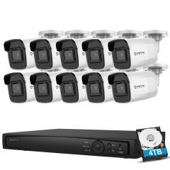 Anpviz 8MP IP POE Security Camera System, 16CH H.265 NVR with 4TB HDD And 10pcs 8MP Outdoor IP POE Bullet Cameras Home Security System with Audio Recording, Waterproof, 98ft Night Vision, HIK Connect APP