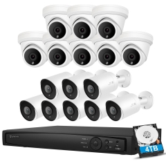 Anpviz 8MP IP PoE Camera Security System, 8pcs 4K HD 8MP POE IP Camera IP67 Outdoor Camera with SD Card Slot, H.265+ 4K 8MP 16CH NVR with 4TB HDD Video Surveillance Network Video Recorder System for Recording Plug&Play Hik Connect APP