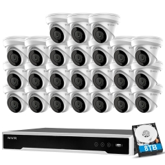 Anpviz 5MP IP POE Security Camera System, 32CH H.265 NVR with 8TB HDD And 24pcs 5MP Outdoor IP POE Turret Cameras Home Security System with Audio Recording, Waterproof, 98ft Night Vision, HIK Connect APP