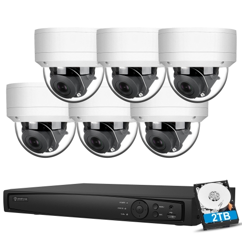 【5X Optical Zoom】Anpviz 8MP IP POE Security Camera System, 8CH H.265 NVR with 2TB HDD And 6pcs 8MP Outdoor IP POE Bullet Cameras Home Security System with Audio Recording, Waterproof, 98ft Night Vision, HIK Connect APP