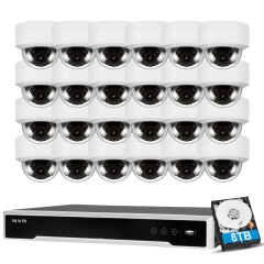 Anpviz 5MP PoE IP Dome Security Camera System, 24pcs 5MP IP Cameras with Mic/Audio Outdoor Night Vision 98ft Weatherproof IP66 Indoor, H.265+ 4K 8MP 32CH NVR with 8TB HDD Video Surveillance NVR System for Recording HIK Connect APP White