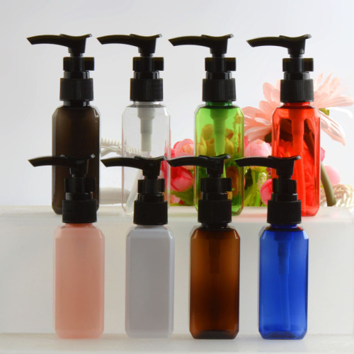 50ml square shape plastic bottle with oil lotion pump emulsion bottle