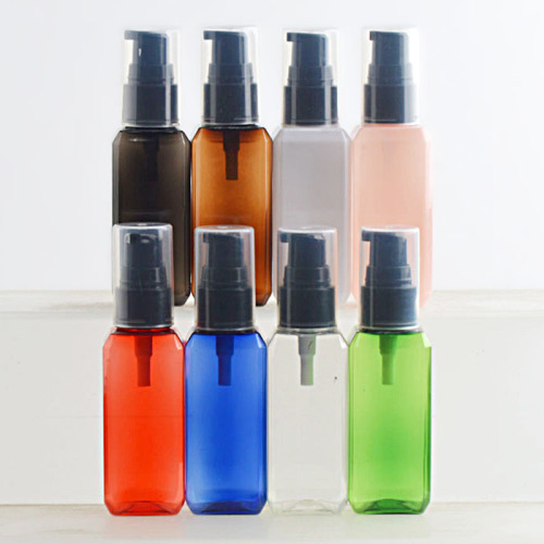 50ml PET square shape bottle round plastic bottle with lotion pump manufacture