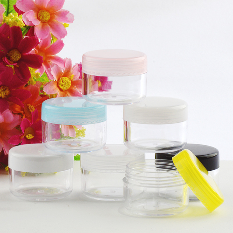 Empty Plastic Makeup Nail Art Bead Storage Container Portable Cosmetic Cream Jar Pot Box Round Bottle