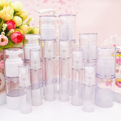 transparent vacuum airless lotion bottle with pump mini refillable portable airless bottle
