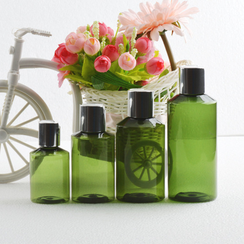 plastic bottle with Gold Disc Top Cap For Cosmetic Bottle