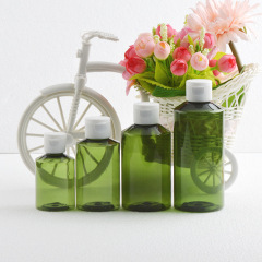 50ml/100ml/150ml/200ml green sloping shoulder pet bottle with cola cap plastic empty bottle Cosmetics bottle travel bottle