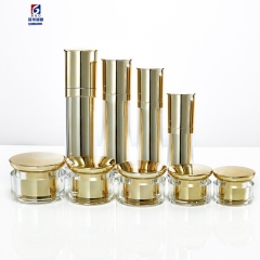 Light Gold Acrylic Set Bottle 30/50/80ml Lotion Pump Bottle,Classic 20/30/50G Acrylic Cream Jar