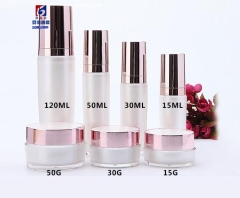 Pink Mirror Acrylic Set Bottle 15/30/50/100ML Lotion Pump Bottle,Classic 15/30/50G Acrylic Cream Jar