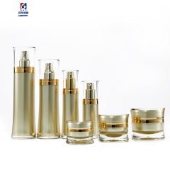 Gold Collect Waist Acrylic Set Bottle 120ML Lotion Pump Bottle,Classic 30/50G Acrylic Cream Jar