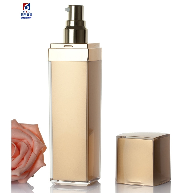 Gold Acrylic Square Flat Set Bottle Acrylic 100ML Lotion Pump Bottle,Classic 15/30/50G Acrylic Cream Jar