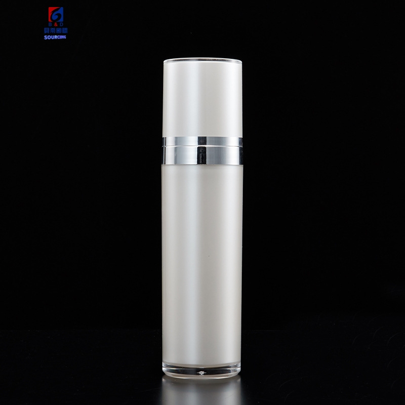 White Sliver Edge Acrylic Set Bottle 15/30/60/120ML Lotion Pump Bottle,Classic 15/30/50G Acrylic Cream Jar