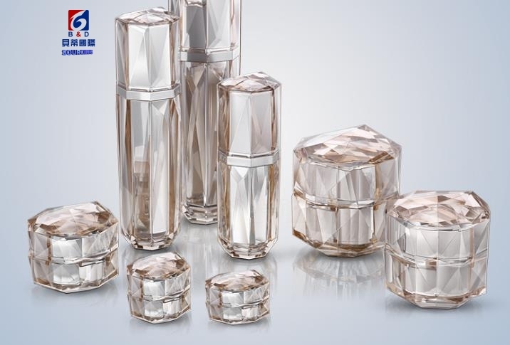 High-grade Acrylic Diamond Set Bottle 30/60/100ml Lotion Pump Bottle,Classic 5/10/15/30/50G Acrylic Cream Jar