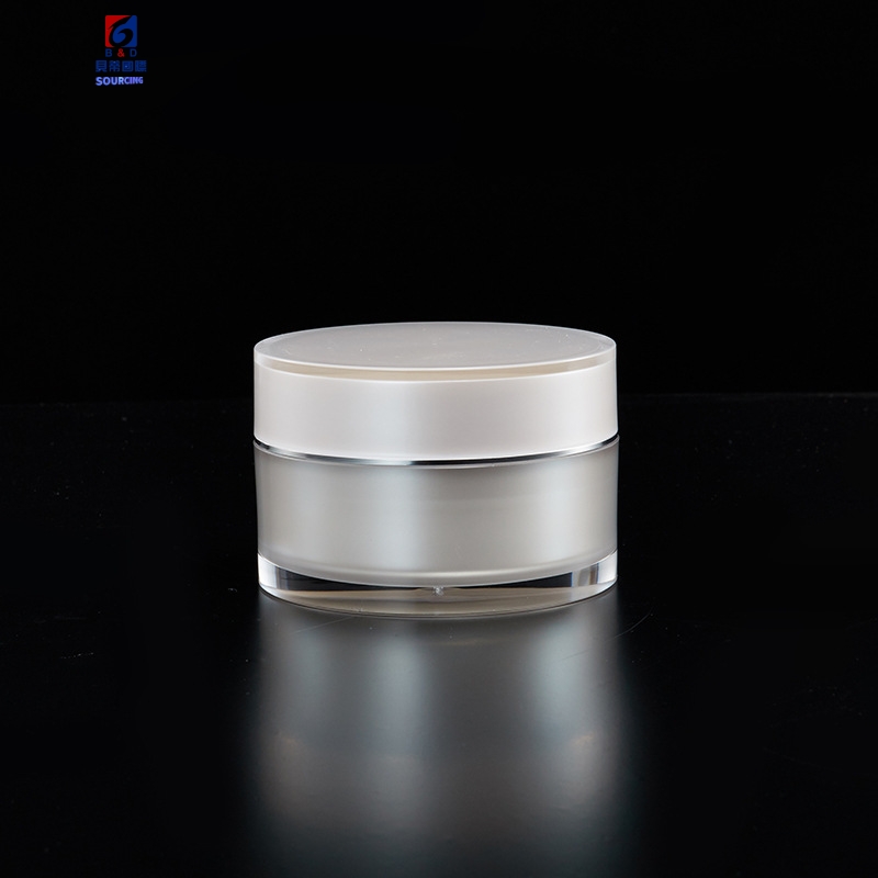 White Sliver Edge Acrylic Set Bottle 15/30/60/120ML Lotion Pump Bottle,Classic 15/30/50G Acrylic Cream Jar