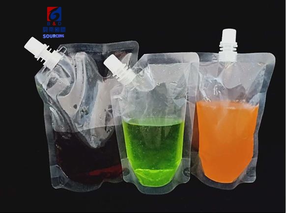 Transparent disposable self-supporting suction bag food plastic spout beverage bag juice straight mouth bag