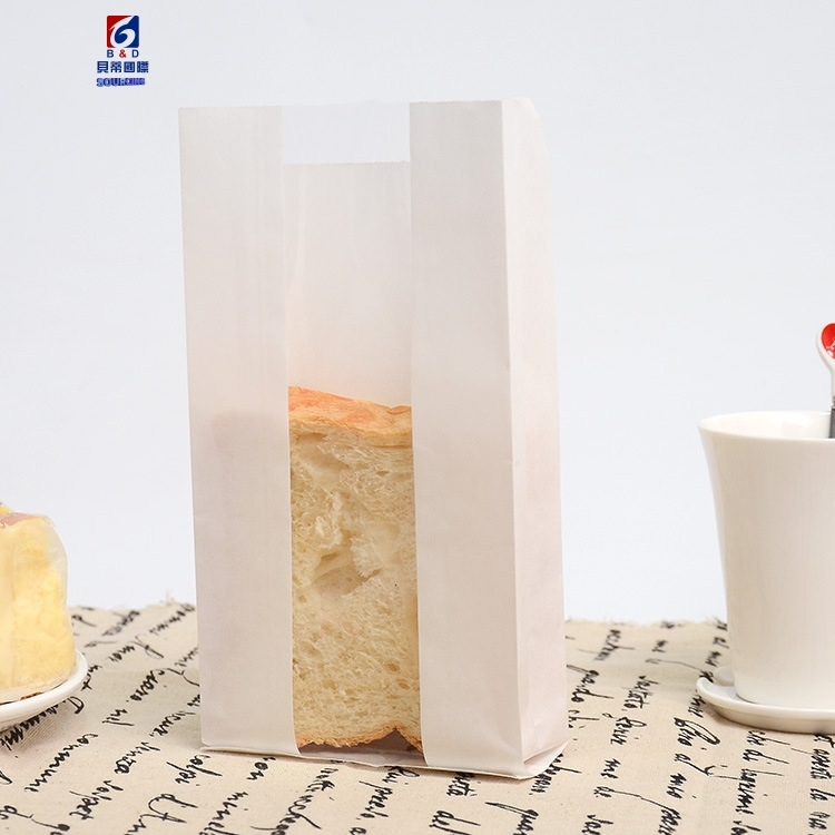 Toast packaging bag transparent open window kraft paper bag bread biscuit pastry baking bag