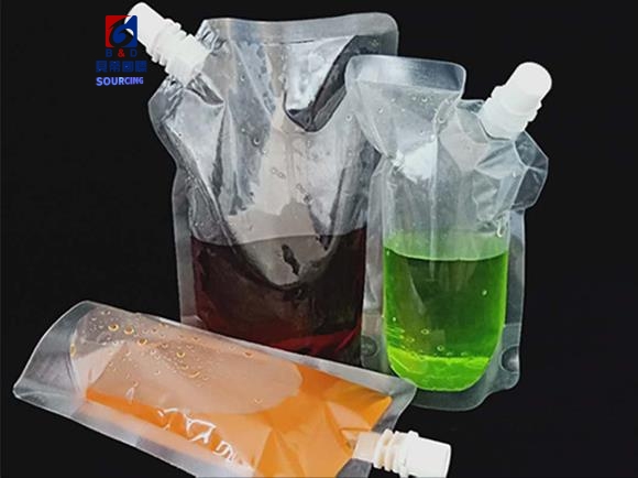 Transparent disposable self-supporting suction bag food plastic spout beverage bag juice straight mouth bag