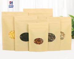 Circular window kraft paper bag jujube walnut food packaging bag chestnut food sealed packaging bag