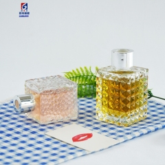 80/100ML Pineapple Pattern Cube Transparent Fragrance Glass Bottle