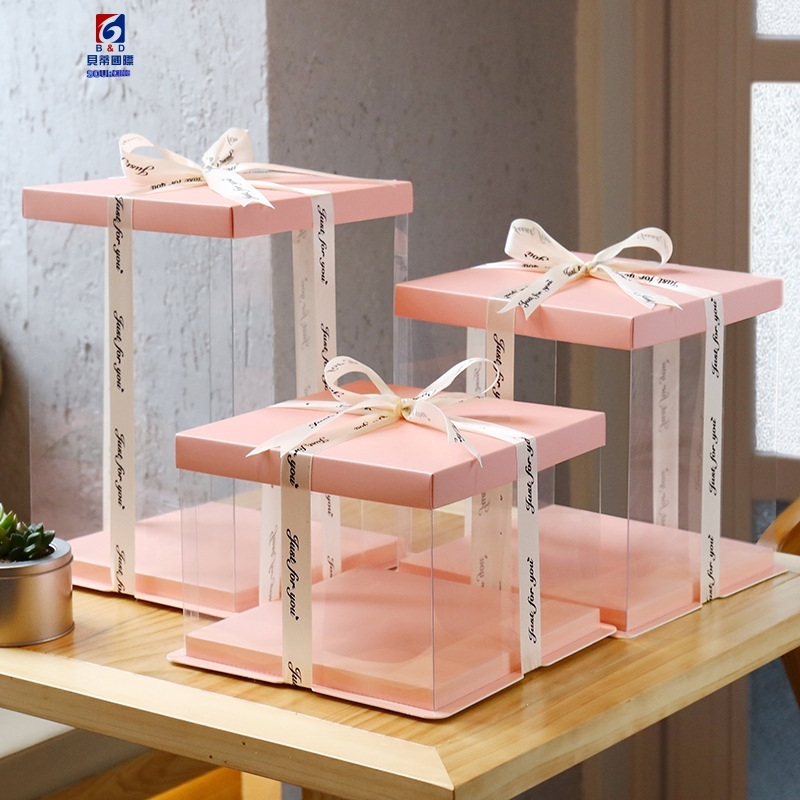 Plastic Transparent Cake Box Multicolor Lid