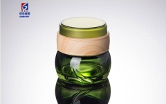 Green Glass Set Bottle 50g Cream Jar