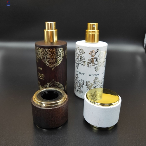 50ML Cylindrical Perfume Bottles With Thick Wooden Covers