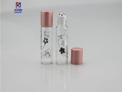 5ML Transparent Glass Roller Bottle With Pink Aluminum Cover