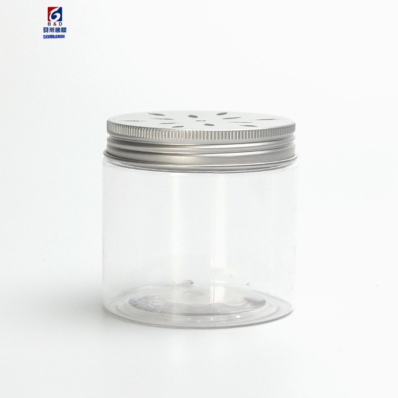 80-450ml Hollow aluminum cover transparent plastic jar