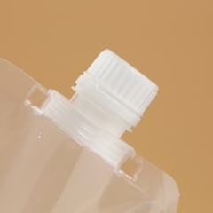 Transparent self-supporting nozzle packaging bag
