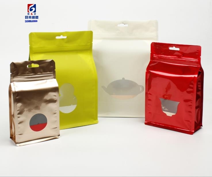 Eight-sided self-supporting aluminum foil sealed bags