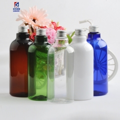 500ml Cylindrical long neck aluminum cover plastic bottle