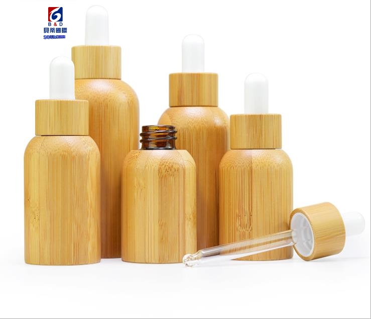 10/15/30/50ML Bamboo wooden dropper glass bottle