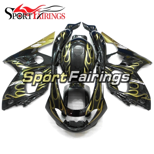 Fairing Kit Fit For Yamaha YZF600R Thundercat 1997 -  2007 - Black Gold Flames