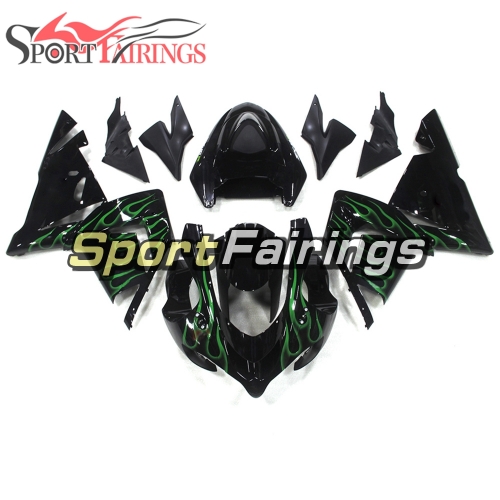 Fairing Kit Fit For Kawasaki ZX10R 2004 - 2005 -Black Green Flame