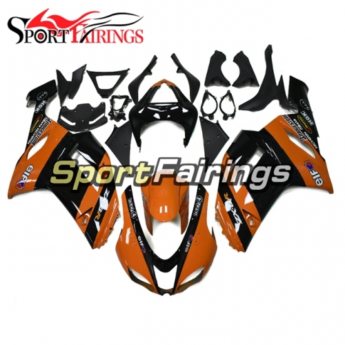 Sportbike Fairing Kit Fit For Kawasaki ZX-6R 2007 - 2008 - elf Glossy Orange Black Edition