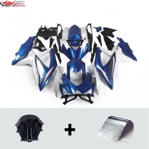 Sportfairings Fairing Kit fit for Suzuki GSXR600 GSXR750 2008 - 2010 - Lake Blue White