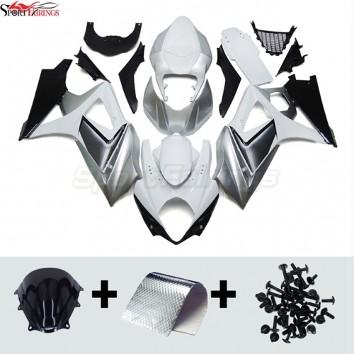 Sportfairings Fairing Kit fit for Suzuki GSXR1000 2007 - 2008 - White Black Silver