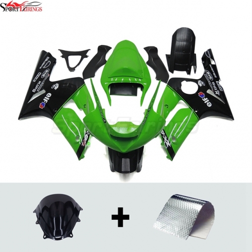 Sportfairings Fairing Kit fit for Kawasaki Ninja ZX6R 2003 - 2004 - Green Black