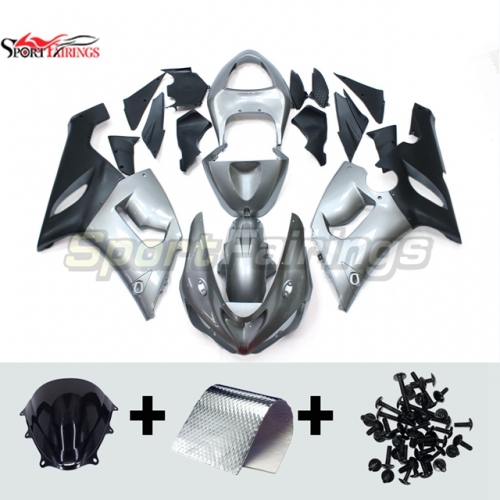 Sportfairings Fairing Kit fit for Kawasaki Ninja ZX6R 2005 - 2006 - Silver Black